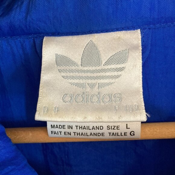 Vintage Adidas Blue Three Black Stripes Full Zip Windbreaker Jacket Size Large - Picture 6 of 11